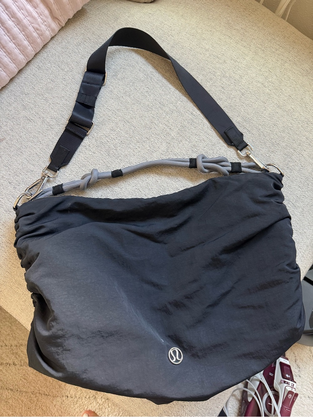 lululemon athletica Black Messenger Shoulder Bag with Adjustable Strap